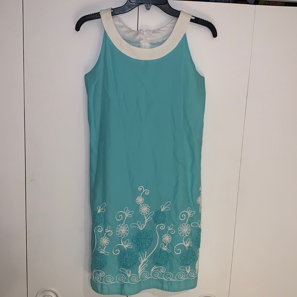 Maggie Breen Teal Embroidered Sleeveless Dress Girls Size 16